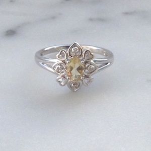 Genuine Diamond Lemon Quartz Ring